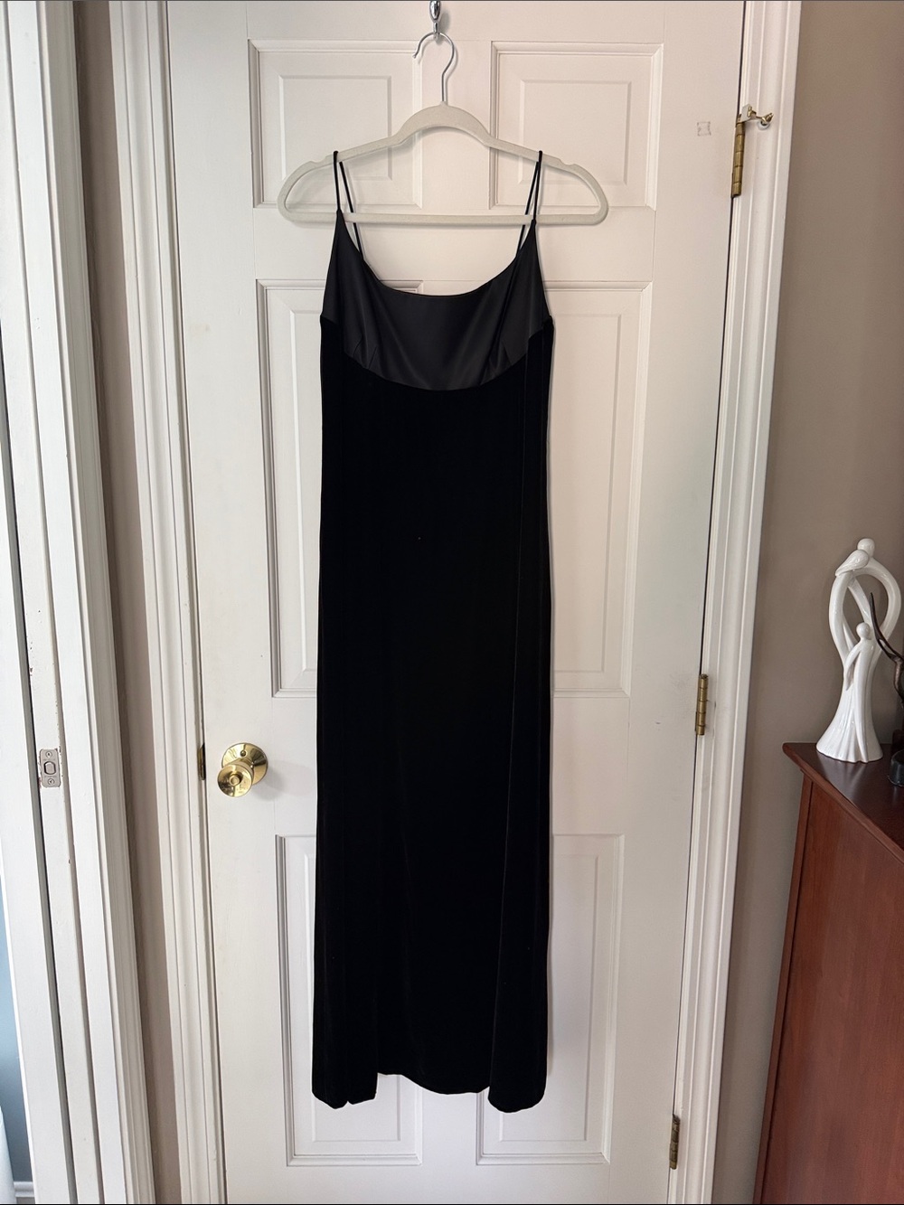 LOFT Black Velvet Slip Dress with Satin Yoke